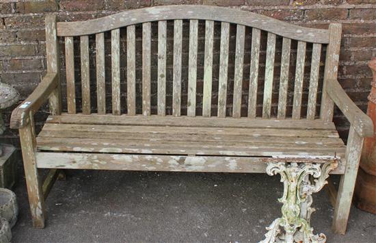 Aged oak garden bench